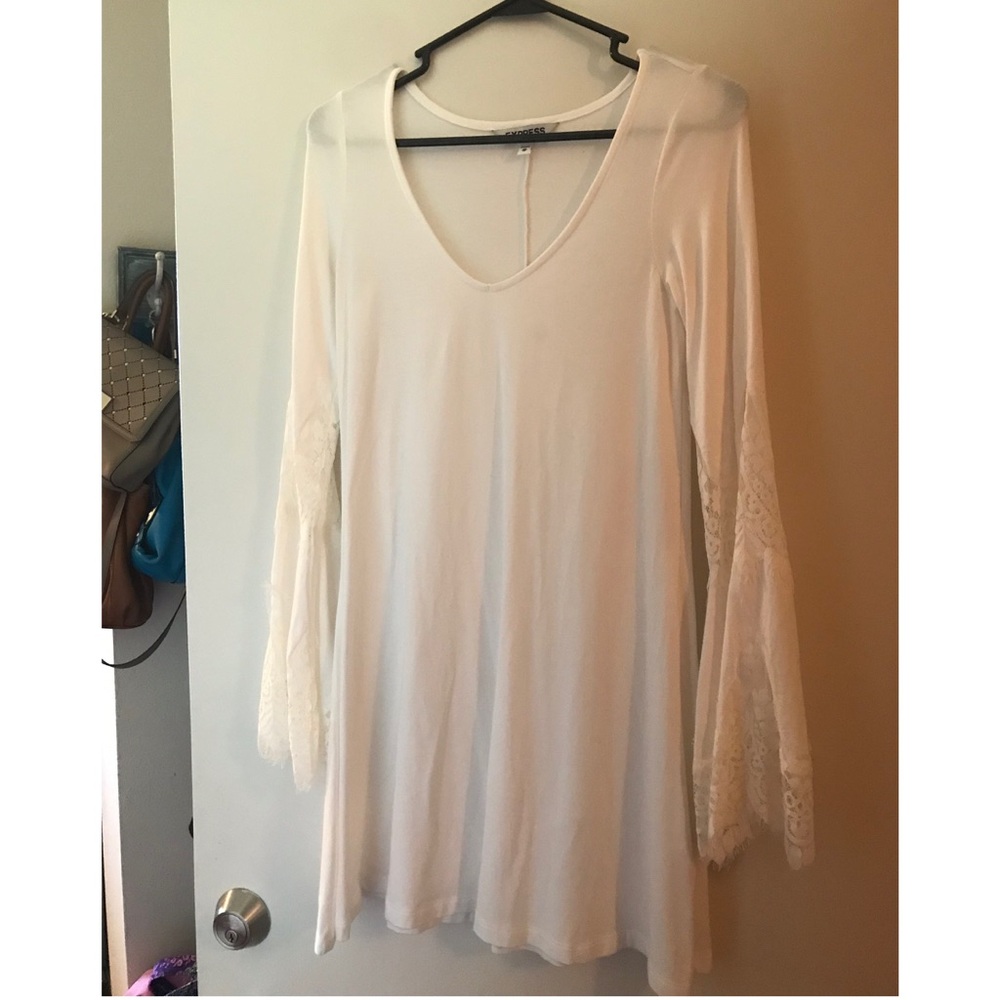 Express XS Midi Dress with Lace Sleeves